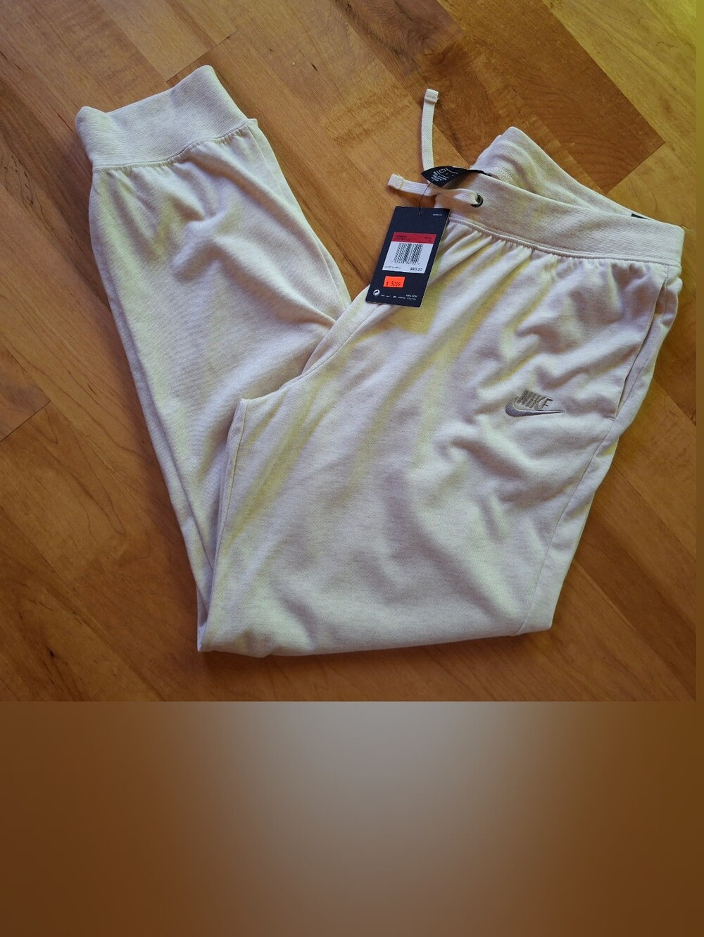 Womens Nike Cream Sweatpants with Drawstring Large Nwt